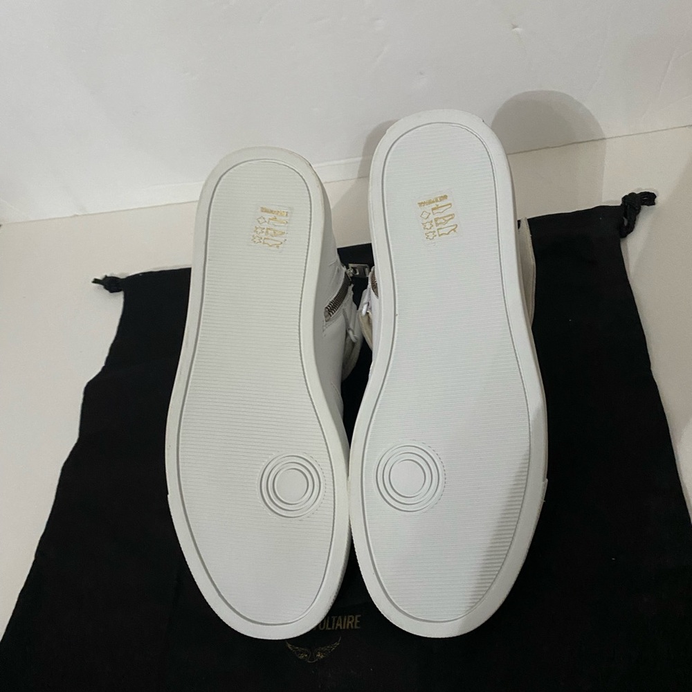New ZADIG & VOLTAIRE Mid Smooth Leather Zipper Mid-Top Sneakers ZV1747 38 7 - Picture 10 of 13